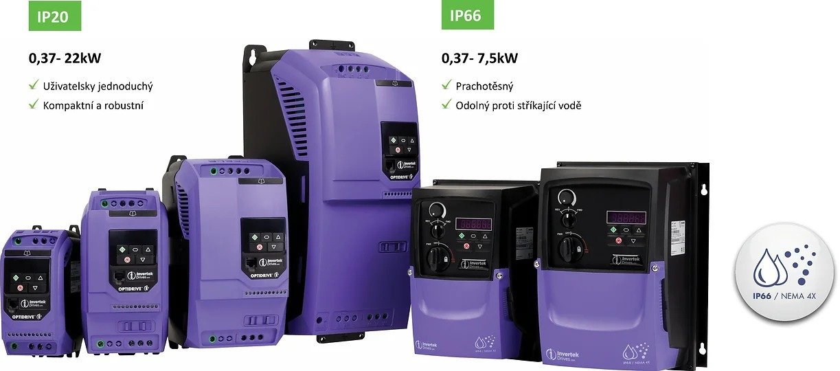 Přehled Optidrive E3 - všeobecné použití